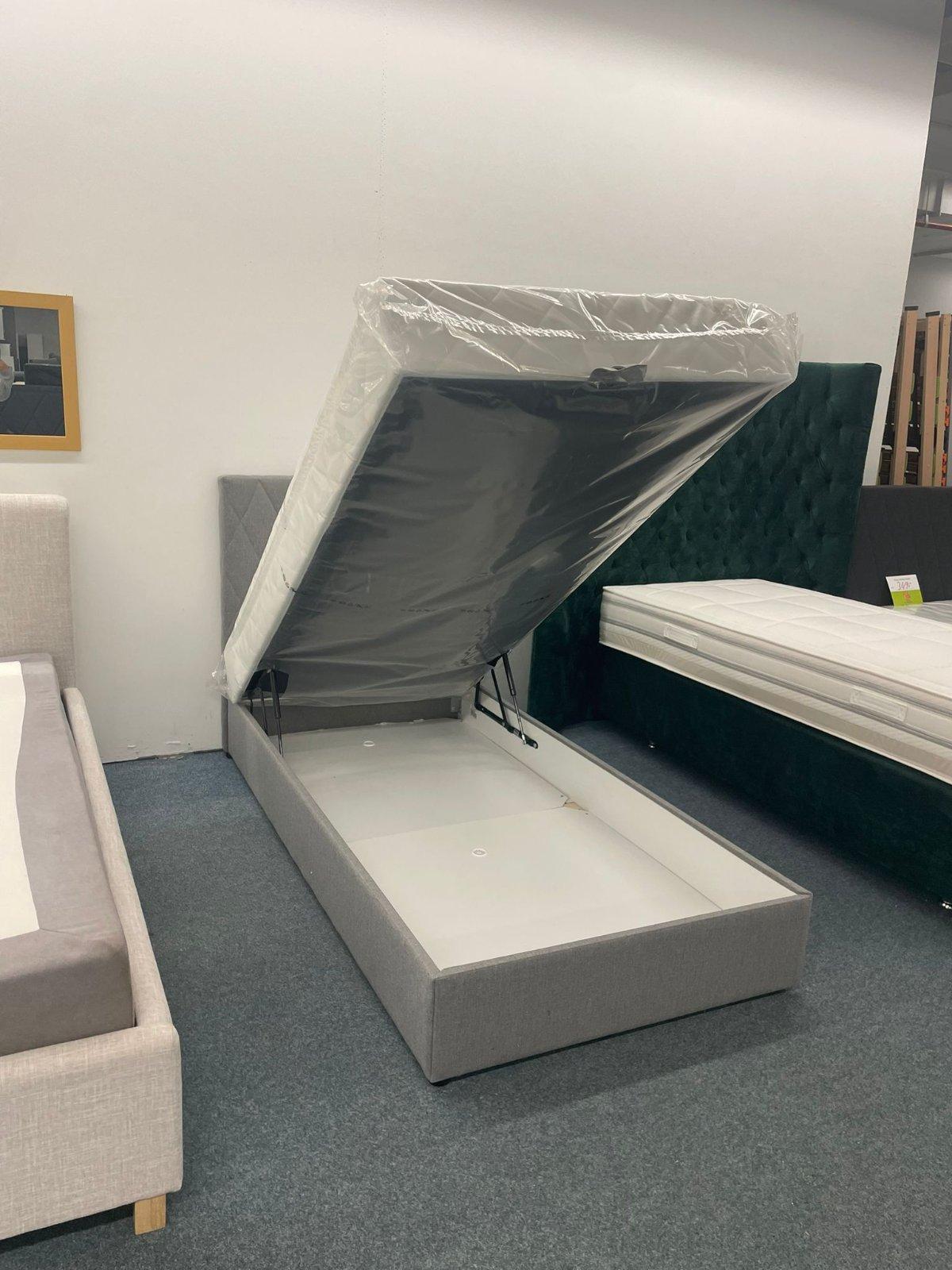 Boxspringbett 100x200 mit Bettkasten und Matratze - Grau - Bild 3