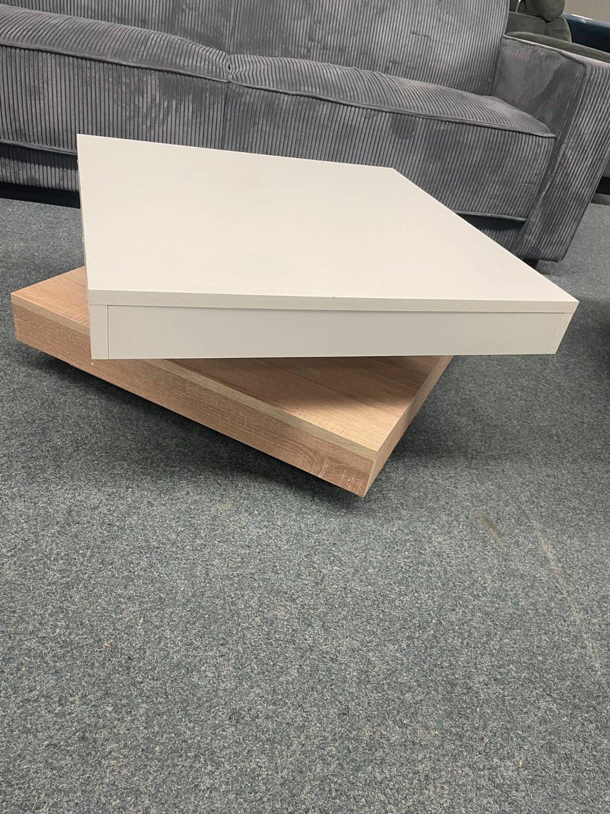 Eleganter 360° drehbarer Couchtisch in Weiß - Bild 3