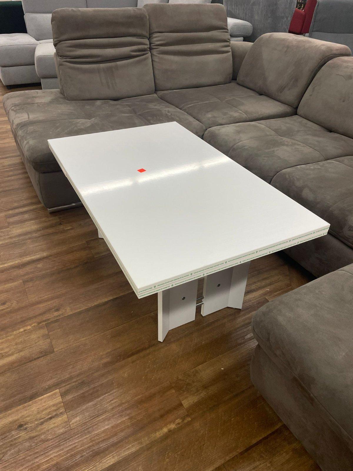 Höhenverstellbarer Auszieh-Couchtisch in Weiß