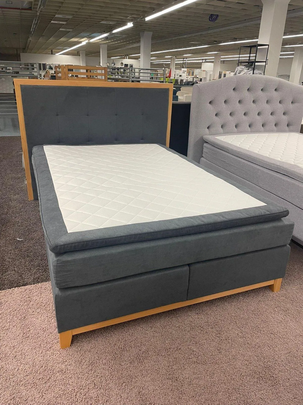 Boxspringbett 140x200 grau inkl. Topper - Bild 2