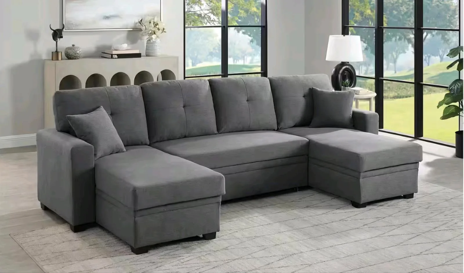 Wohnlandschaft U-Form mit Bettfunktion