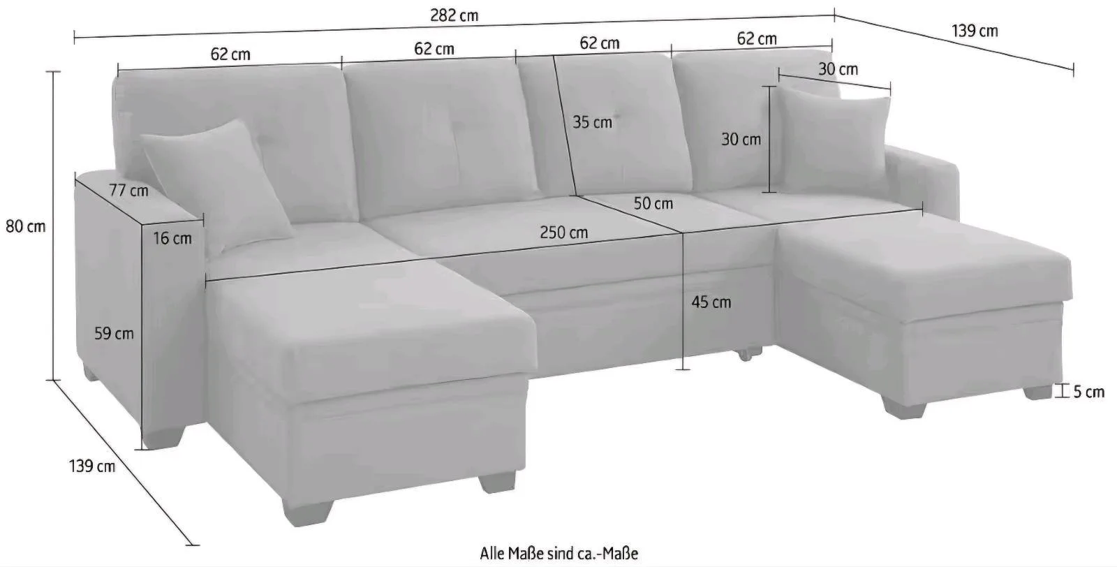 Wohnlandschaft U-Form mit Bettfunktion - Bild 6