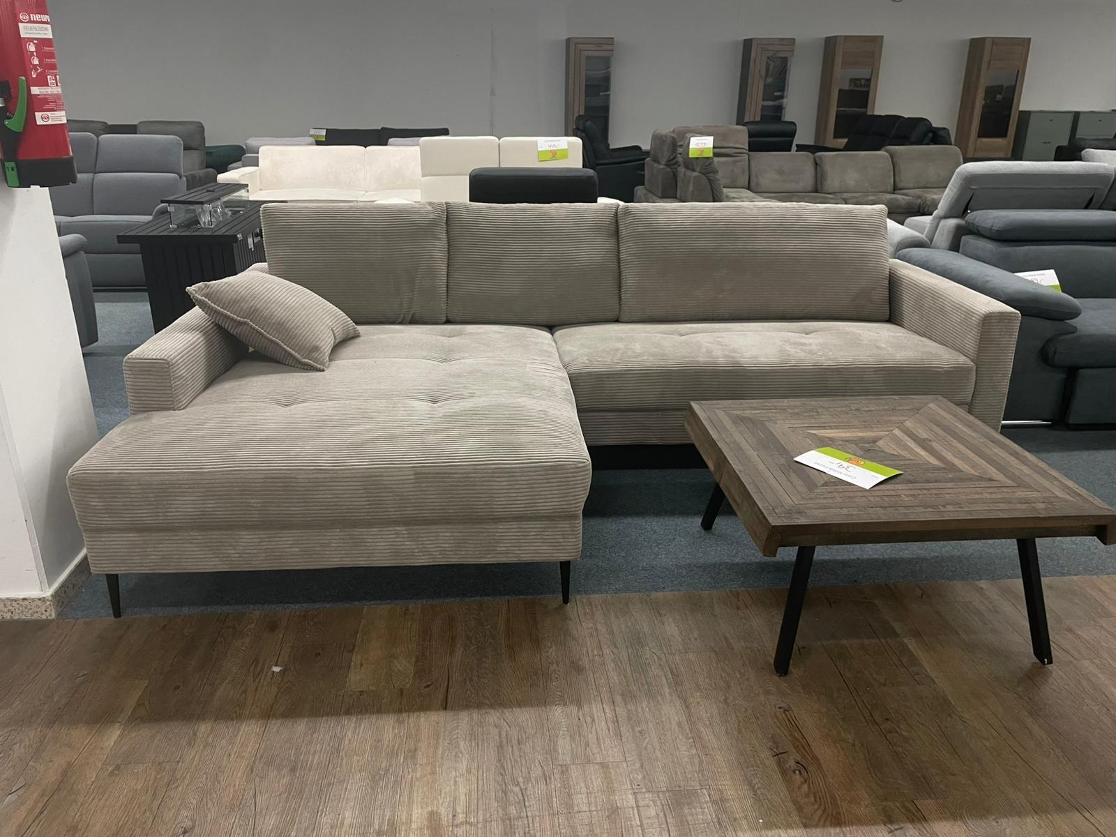 Beiges Cord-Ecksofa inkl. Kissen