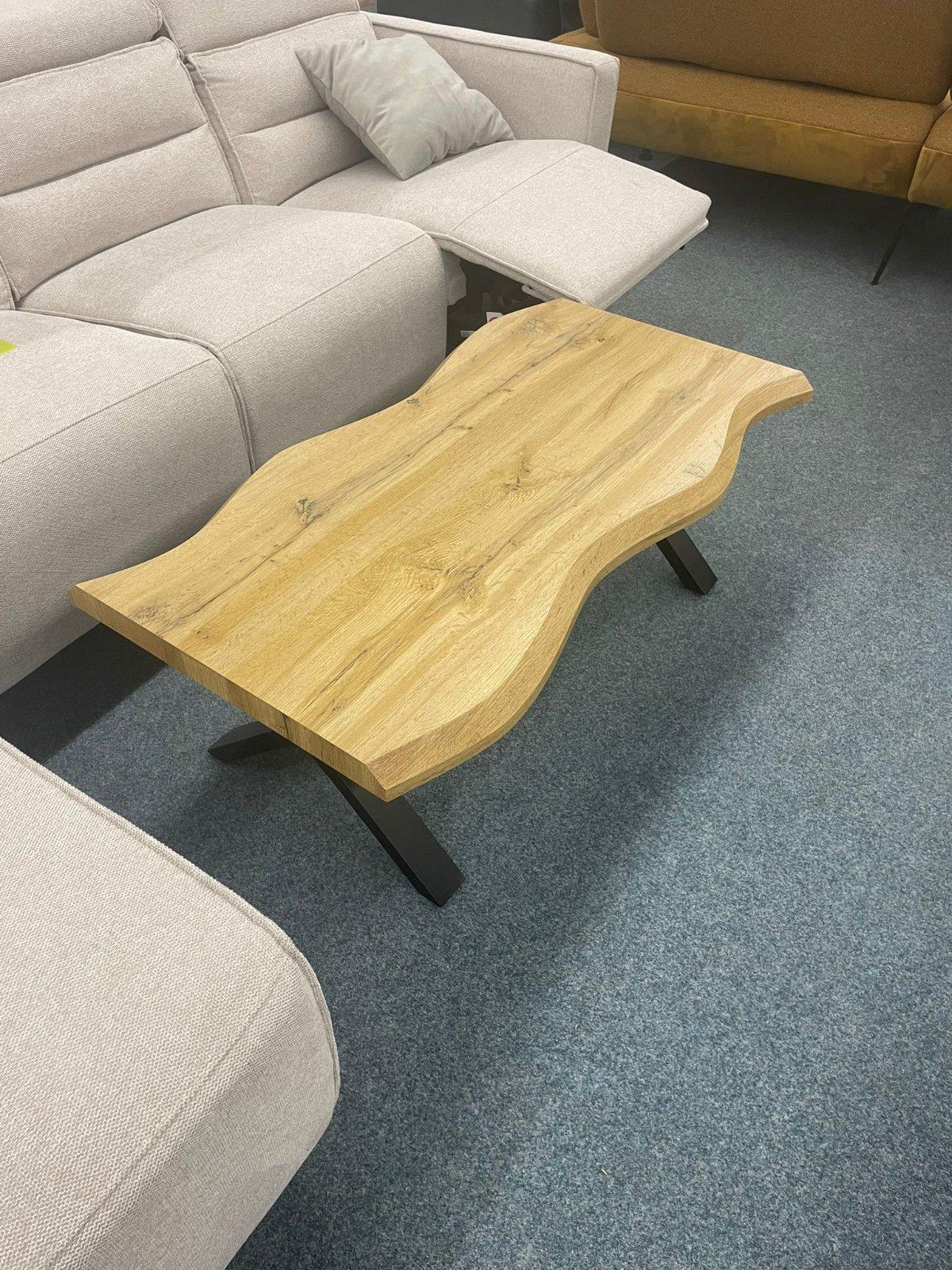 Couchtisch in Baumkantenoptik mit Metallgestell - Bild 3