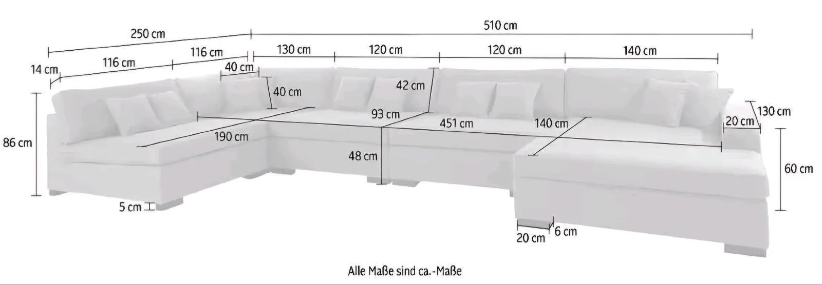 XXL U-Form Wohnlandschaft für 2099€ - Bild 4