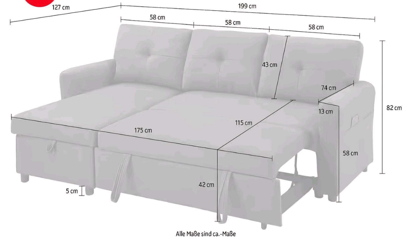 Schlafsofa L-Form mit Stauraum für 359€ - Bild 3