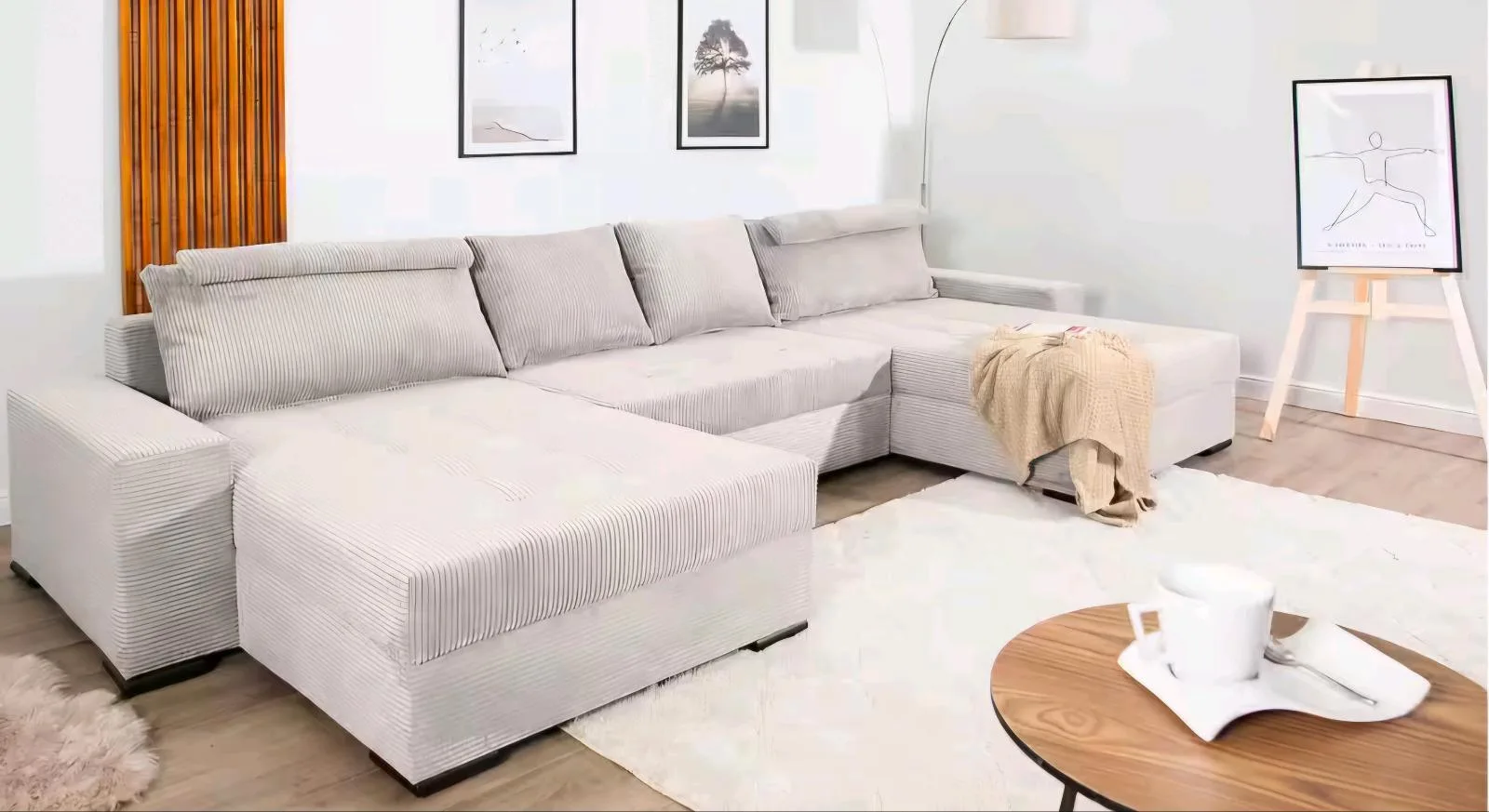 U-Form Schlafsofa mit Schlaffunktion