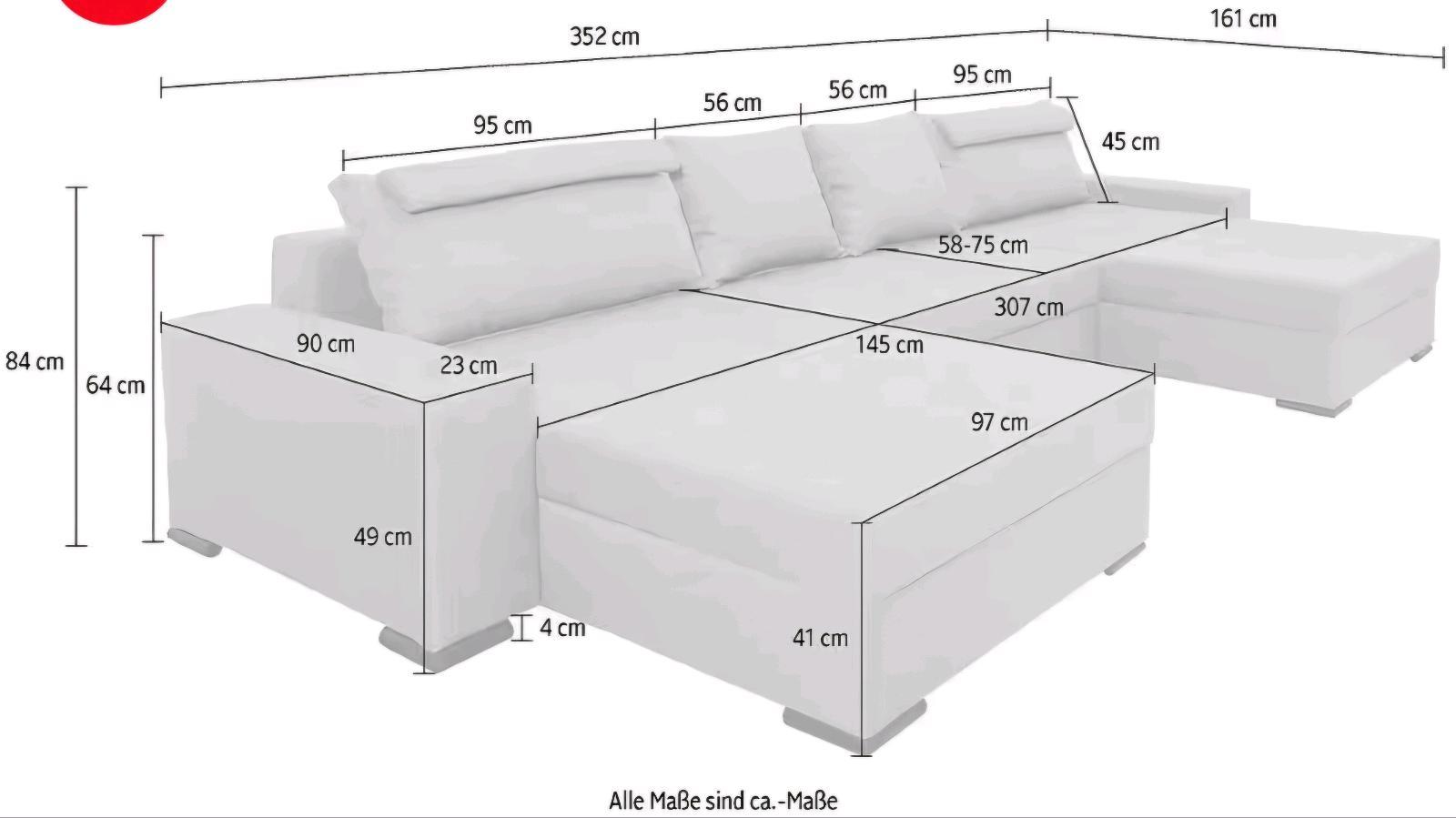 U-Form Schlafsofa mit Schlaffunktion - Bild 4